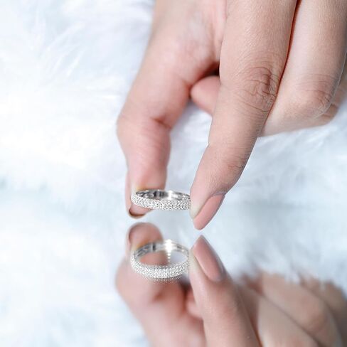 خاتم النصف الخلوي المعتمد من Moissanite للنساء ، حلقة شبه الأبدية ، جودة D-VS1 in Kuwait
