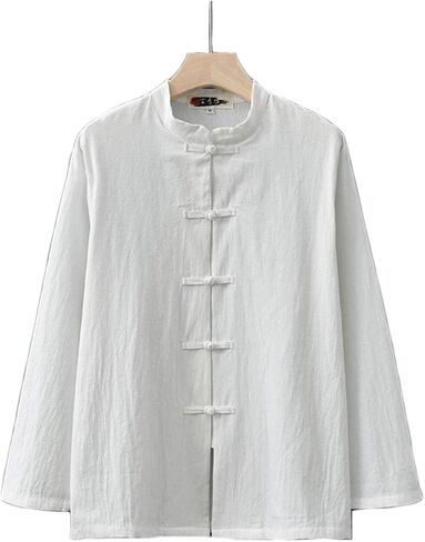 Womens Cotton Linen Casual Long Sleeve Loose T-Shirt Tops Button Down Blouse Cardigan Shirts in Saudi Arabia