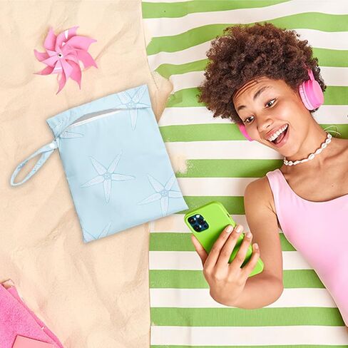 Wet Dry Bag, Wet Bag for Swimsuit, Travel, Beach, Pool, Diapers, Dirty Yoga Gym Clothes, Makeup Bag, Summer Vacation Essentials, Waterproof Reusable Beach Bag in Kuwait