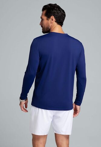IBKUL Men's Athleisure Wear Sun Protective UPF 50+ Icefil Cooling Tech Long Sleeve Crewneck T-Shirt - 93199 Peri Solid XL in Saudi Arabia