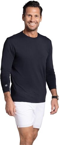 IBKUL Men's Athleisure Wear Sun Protective UPF 50+ Icefil Cooling Tech Long Sleeve Crewneck T-Shirt - 93199 Peri Solid XL in Saudi Arabia