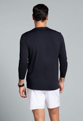 IBKUL Men's Athleisure Wear Sun Protective UPF 50+ Icefil Cooling Tech Long Sleeve Crewneck T-Shirt - 93199 Peri Solid XL in Saudi Arabia