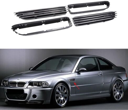 M3 Replacement Side Vent ABS Chrome Side Grill Grille Mudguard Vents For BMW E46 E90 M3(with M3 Badges) in Saudi Arabia