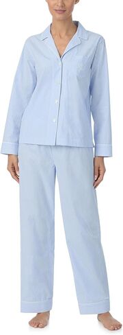 Lauren Ralph Lauren Women's Cotton Woven Long Sleeve Notch Collar Pj Set in Saudi Arabia