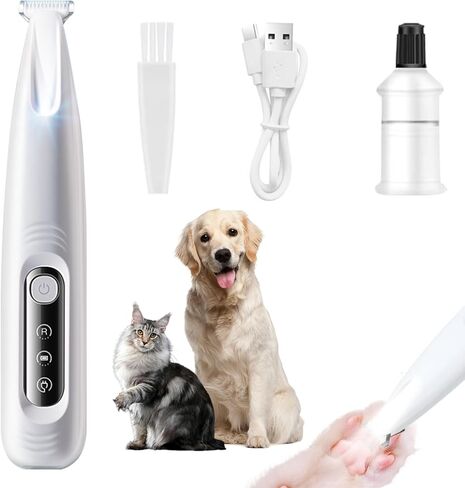 Upgraded Pet Micro Precision Trimmer, New Rechargeable Low Noise Wireless Dog Paw Trimmer, Trimmer with LED Light for Paw Hair, Ears, Face, HIPS & Eyes Grooming Instruments for Cats & Dogs in Saudi Arabia