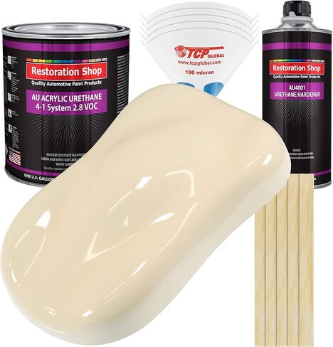 Restoration Shop - Wimbledon White Acrylic Urethane Auto Paint - Complete Gallon Paint Kit - Professional Single Stage High Gloss Automotive, Car, Truck Coating, 4:1 Mix Ratio, 2.8 VOC in Saudi Arabia