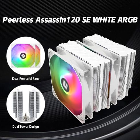 Peerless Assassin 120 SE ARGB CPU Air Cooler, 6 Heat Pipes CPU Cooler, Dual 120mm TL-C12C-S PWM Fan, Aluminium Heatsink Cover, AGHP Technology, for AMD AM4 AM5/Intel 1150/1151/1200/1700 in Saudi Arabia