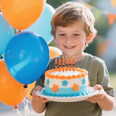 12 مساءً شموع عيد ميلاد أنيمي ، النجوم الصفراء والأحمر ، طباعة كعكة عيد ميلاد شموع كب كيك توبيبر للصبي وزوجها كاريكاتوري in Kuwait