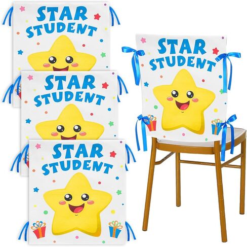 Moukeren 6 PCS STAR CARTH CORCH for Classroom Clotful Canvas Cover مع شرائط للأطفال عيد ميلاد ديكور حفل الطعام في المنزل ، 18.9 × 15.75 بوصة in Saudi Arabia