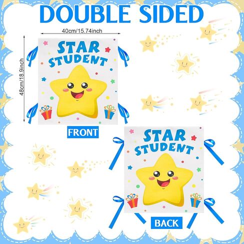 Moukeren 6 PCS STAR CARTH CORCH for Classroom Clotful Canvas Cover مع شرائط للأطفال عيد ميلاد ديكور حفل الطعام في المنزل ، 18.9 × 15.75 بوصة in Saudi Arabia