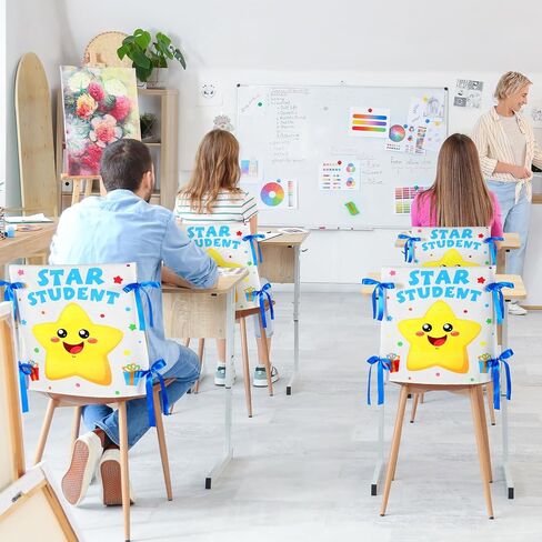 Moukeren 6 PCS STAR CARTH CORCH for Classroom Clotful Canvas Cover مع شرائط للأطفال عيد ميلاد ديكور حفل الطعام في المنزل ، 18.9 × 15.75 بوصة in Saudi Arabia