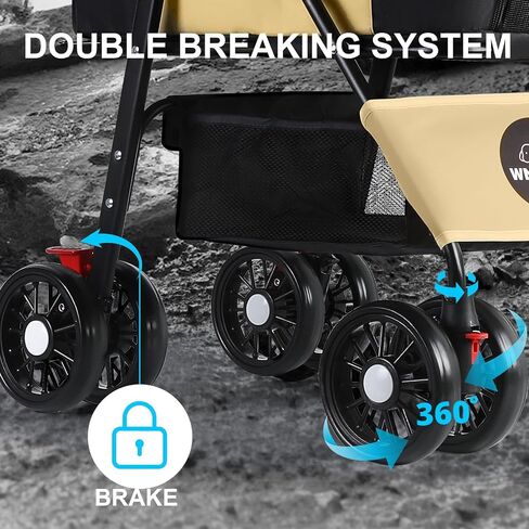 3 in 1 Pet Dog Stroller for Small Medium Dogs 10-50 lbs, Foldable Cat-Strollers for 2-Cats with Removable Carrier, Pet-Strollers for Cats with Storage Bag, Small Puppy-Stroller, Dog-Cart (Black) in Saudi Arabia