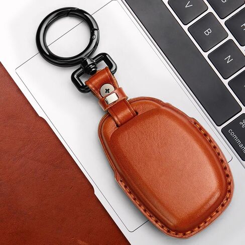 Tukellen Genuine Leather Key Fob Cover Smart Key Holder Sleeve Fit for Hyundai Elantra Elantra GT Ioniq Sonata Tucson Smart 4 Buttons (Black(Red line)) in Saudi Arabia