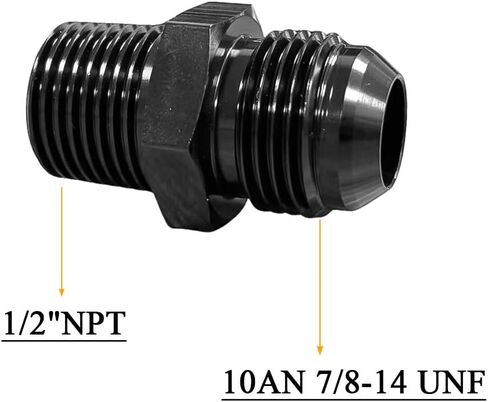 6AN ذكر مضيئة إلى 3/8 ''NPT ذكر وصلة أنابيب الخراطيم محول الاتحاد موصل الألومنيوم مستقيم الأسود بأكسيد in Kuwait