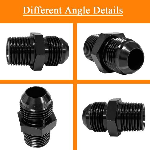 6AN ذكر مضيئة إلى 3/8 ''NPT ذكر وصلة أنابيب الخراطيم محول الاتحاد موصل الألومنيوم مستقيم الأسود بأكسيد in Kuwait