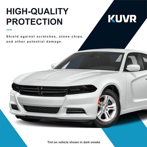Pre-Cut Headlight & Fog-Light Tint Kit Compatible with Dodge Charger 2015-2020 | Precision Cut Stretchable PPF Vinyl Overlay Cover Wrap (Dark Smoke) in Kuwait