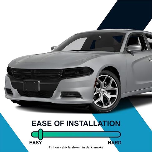 Pre-Cut Headlight & Fog-Light Tint Kit Compatible with Dodge Charger 2015-2020 | Precision Cut Stretchable PPF Vinyl Overlay Cover Wrap (Dark Smoke) in Kuwait