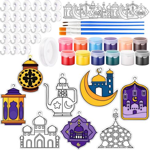 Cholemy 24 Sets Planet Sun Catcher Kit Include Suncatcher Craft with Paints Suction Cups Fishing Thread, Planet DIY Window Art Kit Paintable Suncatchers Decorations for Gifts in Kuwait