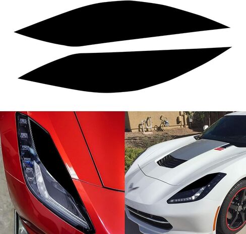 Xotic Tech 2PCS Heading Heading Eyelid Cover Degal Degal Trougher Trim Trim متوافق مع شيفروليه كورفيت 2014 2015 2015 2017 2018 ، Glossy Black in Kuwait