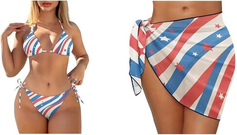نساء 3 قطعة للسباحة مثير الرسن مثلث التعادل Thong bikini مجموعة مع تغطية sarong in Saudi Arabia