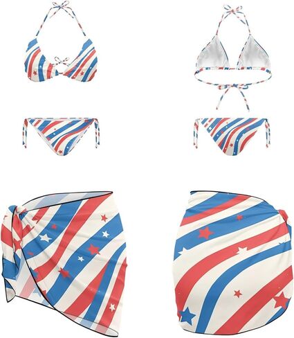 نساء 3 قطعة للسباحة مثير الرسن مثلث التعادل Thong bikini مجموعة مع تغطية sarong in Saudi Arabia