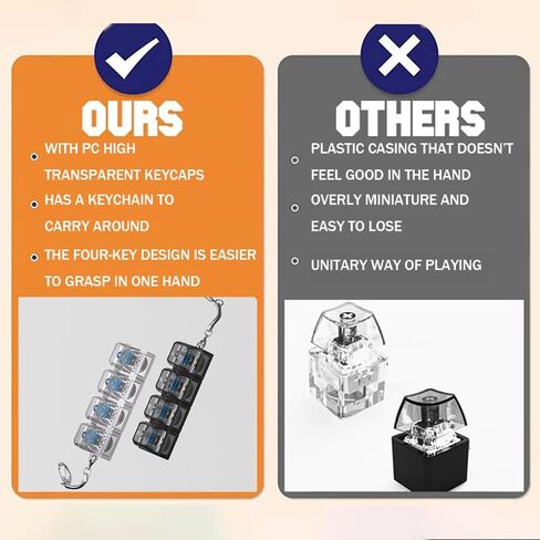 2 Pcs Quiet Keyboard Fidget Toy Fidget Clicker for Relieve Anxiety Decompression Toys with LED Lights Keychain Stress Relief in Kuwait