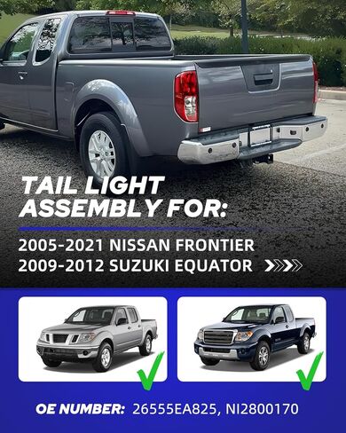 مجموعة ضوء ذيل Autoone مع مصابيح LED الأصلية متوافقة مع 2005-2021 Nissan Frontier ، 2009-2012 Suzuki Equator Lights Assembly ، جانب الركاب (RH) in Kuwait