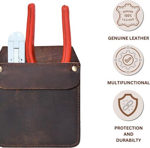 Large Pocket Protector Genuine Buffalo Leather Pen Holder Pouch Organizer for Shirts, Lab Coats, Pants - Multi-Purpose - Holds Pens, Pencils, tools and Notes for School, Office in Kuwait