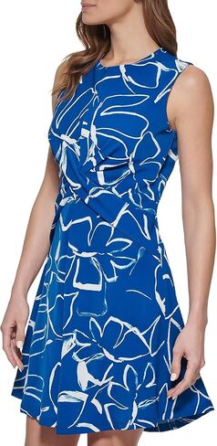 DKNY Women's Short Drapey Crepe Jewel Neck Dress in Kuwait