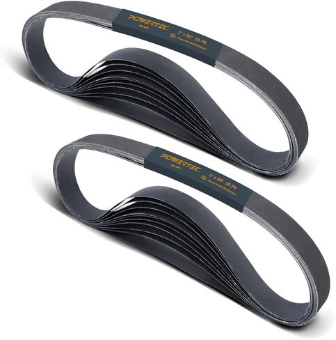 POWERTEC 11127-7 1 × 30 بوصة مجموعة أحزمة صنفرة A/O وعصا تنظيف كاشطة، تشكيلة 24PK، 4 لكل منها 60/80/120/180/240/400 حبيبة لـ WEN 6515T، حزام Bucktool وممحاة قرص الصنفرة المطاطية الطبيعية in Saudi Arabia
