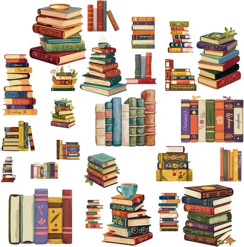 Craspire 8 Sheets 8 Styles Book Window Stickers Boho Books Window Clings Probroof Proforming Window Window Peel and Stick Glass Wall Decoration for Home Bedroom Room Library 5.7x7.87 in Kuwait