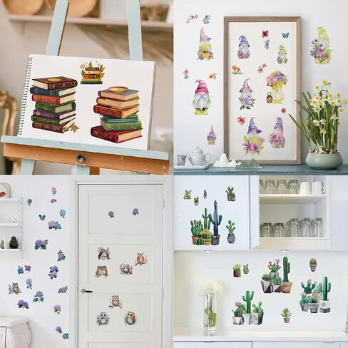 Craspire 8 Sheets 8 Styles Book Window Stickers Boho Books Window Clings Probroof Proforming Window Window Peel and Stick Glass Wall Decoration for Home Bedroom Room Library 5.7x7.87 in Kuwait
