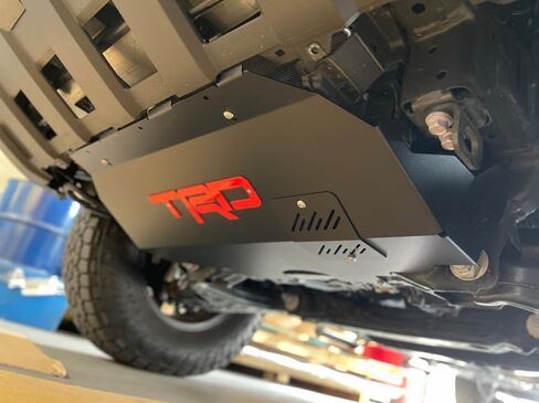 Custom Skid Plate Replacement, Compatible with Toyota Tacoma 2024-2025 2WD & 4WD. Easy Oil Filter Access, Red with Black Letters in Saudi Arabia
