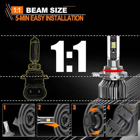 Compatible for 2004-2014 Ford F150 F250 F350 Light Bulbs, 9008/H13 High Low Beam 6500K White Light Combo Kit with Cooling Fan, Plug-N-Play, 44000LM Powersports Bulbs,2-Pack in Kuwait