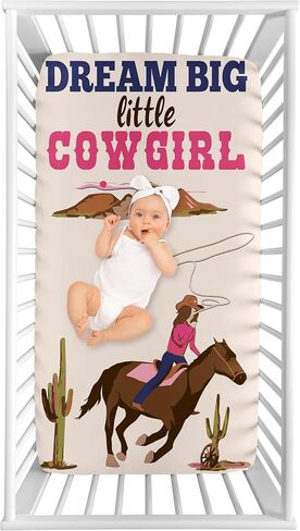 ملاءة سرير أطفال صغيرة مناسبة من Sweet Jojo Designs Western Cowboy Boy وحضانة الأطفال الرضع وغرفة نوم حديثي الولادة، مرتبة محمولة n Play Mattress Wild West Southern Charm Country South Horse Steer Cow Farm Animal رمادي داكن in Saudi Arabia