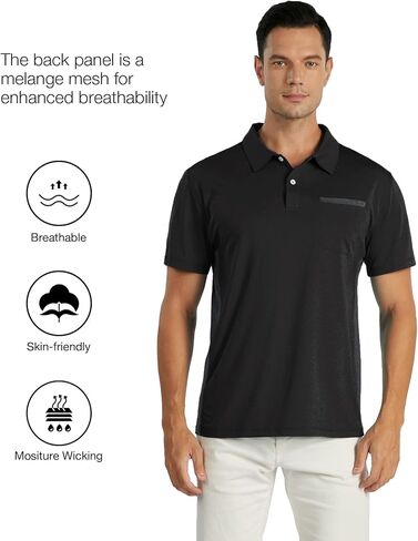 Little Beauty 3 Pack Men's Polo Golf Shirts with Pocket Short Sleeve Collared Shirts Moisture Wicking Summer Casual T-Shirts in Kuwait