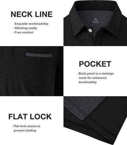 Little Beauty 3 Pack Men's Polo Golf Shirts with Pocket Short Sleeve Collared Shirts Moisture Wicking Summer Casual T-Shirts in Kuwait