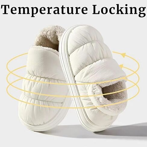 Quilted Puffer House Slippers with Full Foot Coverage Ultra-Soft Cotton Padding Fleece Lining Non-Slip Sole, All-Day Indoor Outdoor Comfort Warmth Shoes for Women Men in Kuwait