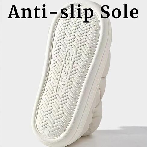 Quilted Puffer House Slippers with Full Foot Coverage Ultra-Soft Cotton Padding Fleece Lining Non-Slip Sole, All-Day Indoor Outdoor Comfort Warmth Shoes for Women Men in Kuwait