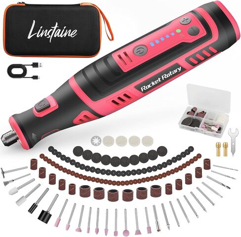 8V Cordless Rotary Tool Kit with 135pcs Accessories, 2.8Ah Battery Rechargeable Engraving Pen with LED Light, 5-Speed 30000RPM Power Rotary Tools for Drilling Grinding Sanding Polishing Dog Grooming in Saudi Arabia