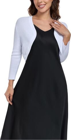 Women’s Bolero Shrug Elegant 3/4 Sleeves Open Front Cropped Cardigan Top for Dresses Work Business in Saudi Arabia