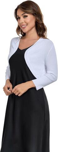 Women’s Bolero Shrug Elegant 3/4 Sleeves Open Front Cropped Cardigan Top for Dresses Work Business in Saudi Arabia