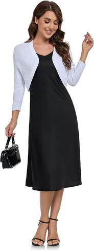 Women’s Bolero Shrug Elegant 3/4 Sleeves Open Front Cropped Cardigan Top for Dresses Work Business in Saudi Arabia