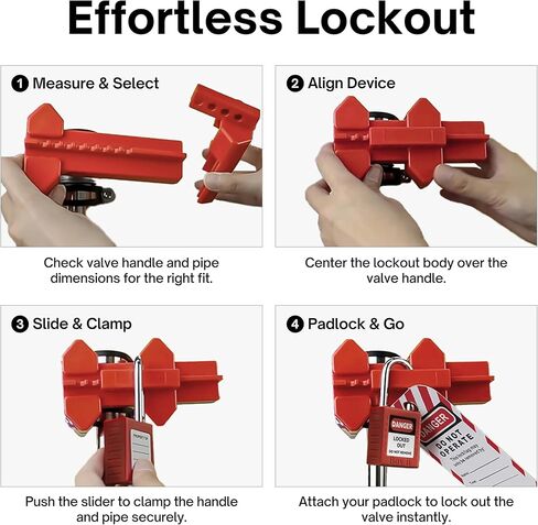 قفل صمام الكرة، جهاز قفل صمام الكرة قابل للتعديل، أقفال صنبور صغيرة في الهواء الطلق، قفل حنفية المياه، أحمر، مادة ABS، مناسبة للأنابيب الخارجية بقطر 1/2 بوصة - 2-1/2 بوصة، عبوة واحدة in Kuwait