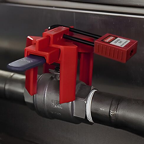 قفل صمام الكرة، جهاز قفل صمام الكرة قابل للتعديل، أقفال صنبور صغيرة في الهواء الطلق، قفل حنفية المياه، أحمر، مادة ABS، مناسبة للأنابيب الخارجية بقطر 1/2 بوصة - 2-1/2 بوصة، عبوة واحدة in Kuwait