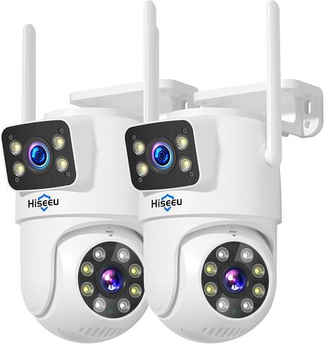Hiseeu Wireless Security Camera System, 5G/2.4G WiFi, Dual Lens View, Full HD Color Night Vision, Smart Motion Detection, Auto Track,Two-Way Audio, 2K Home Safety Camera, 1TB HDD, No Monthly Fees in Kuwait