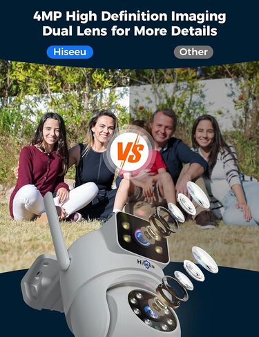 Hiseeu Wireless Security Camera System, 5G/2.4G WiFi, Dual Lens View, Full HD Color Night Vision, Smart Motion Detection, Auto Track,Two-Way Audio, 2K Home Safety Camera, 1TB HDD, No Monthly Fees in Kuwait