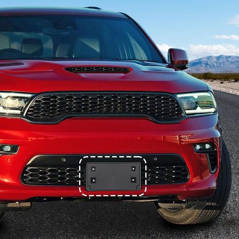 حامل صحن لوحة رخصة الأمامي مناسبة ل Dodge Durango 2021-2024 (أسود) in Kuwait