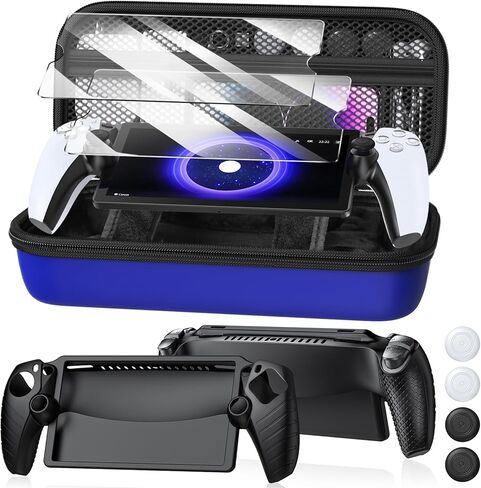 8 in 1 Accessoris Kit Compatible with Playstation Portal, Hard EVA Carry Case for Ps Portal, Soft Silicone Protective Cover, 2 HD Pack Screen Protector with 4 Thumb Grip for Ps Portal Case in Kuwait