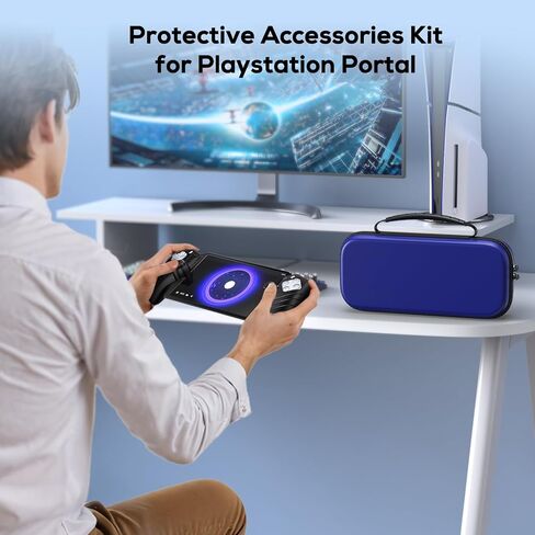 8 in 1 Accessoris Kit Compatible with Playstation Portal, Hard EVA Carry Case for Ps Portal, Soft Silicone Protective Cover, 2 HD Pack Screen Protector with 4 Thumb Grip for Ps Portal Case in Kuwait